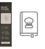 Yemek Kitabı Mat Gri Dekoratif Folyo Sticker 14x14 cm