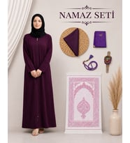 Kadın Namaz Seti Fermuarlı Namaz Elbisesi Seccade Örtü Yasin Tesbih Zikirmatik