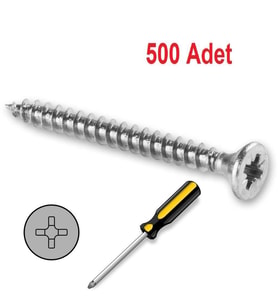 Meridyen Sunta Vidası 3.5x40mm 500 Adet (Gümüş)