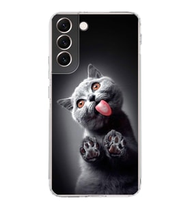 PrintiFy Samsung Galaxy S22 Plus ile Uyumlu 1mm Slim Fit Kedi 2 050c Baskılı Şeffaf  Kılıf