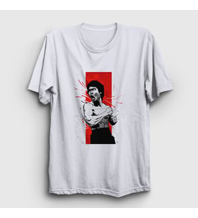 Presmono Unisex Beyaz Kiai Bruce Lee T-Shirt 257020tt