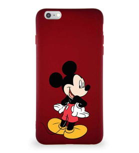 Apple iPhone 6 Plus Soft Premier Kapak Mickey Mouse-D Tasarımlı Silikon Kılıf - Mürdüm (Şeffaf)