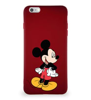 Apple iPhone 6 Plus Soft Premier Kapak Mickey Mouse-D Tasarımlı Silikon Kılıf - Mürdüm (Şeffaf)