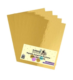 Altın Sarı 50x70 Metalik Aynalı Fon Kartonu 5 Adet 1 Paket Artlantis Aynalı Metalik Fon Kartonu