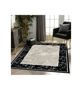 Dijidekor Halı Siyah Cool K0560 Yıkanabilir Saçaksız Kesme İnce Yolluk Kilim Salon Halısı Modelleri