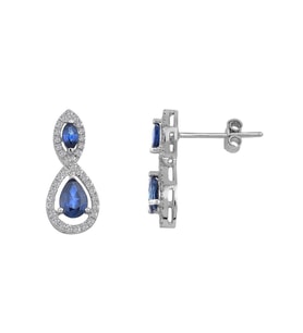 0.48 Karat Pırlantalı İkili Safir Küpe PE005-2