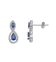 0.48 Karat Pırlantalı İkili Safir Küpe PE005-2