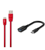 Philips 5A 100W UsbA to Type-C 1.8 M Hızlı Şarj ve Data Kablosu + ScHitec Type-C to UsbA 3.0 OTG Dönüştürücü Adaptör