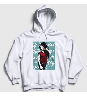 Presmono Unisex Beyaz Icon Amy Winehouse Kapüşonlu Sweatshirt 152107tt