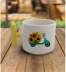 Tanem Çiçekli Motor  - T Kulp Kupa