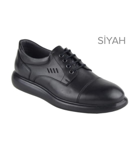 Trendyshose 2299 Hakiki Deri Rahat Poli Taban Ayakkabı (Siyah)