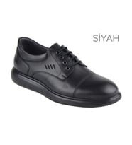Trendyshose 2299 Hakiki Deri Rahat Poli Taban Ayakkabı (Siyah)