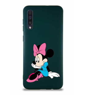 Samsung Galaxy A50 Soft Premier Kapak Minnie Mouse-E Tasarımlı Silikon Kılıf - Yeşil (Şeffaf)