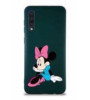 Samsung Galaxy A50 Soft Premier Kapak Minnie Mouse-E Tasarımlı Silikon Kılıf - Yeşil (Şeffaf)