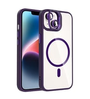 Coverzone iPhone 15 ile Uyumlu Z-Etro MagSafe Wireless ?arj Destekli, G��l� Manyetik Tutucu, Stand Olabilen, Kamera Lens Hediyeli Koruyucu K?l?f Derin Mor