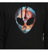 Bant Giyim - Alien Cosmos Siyah Kapşonlu Erkek Sweatshirt Hoodie