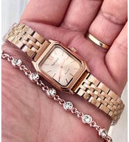Ferrucci Milano Zarif Minimal Kare Kasa Çelik Kadın Kol Saati+Bileklik Hediye (Rose)