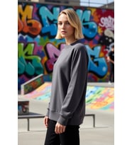 Kadın Bisiklet Yaka Reglan Kol Relaxed Kalıp Örme Sweatshirt Fonksiyonel Dayanıklı Estetik