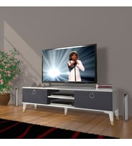 Decoraktiv Eko 140 Mdf Dvd Gold Tv Ünitesi Tv Sehpası (Beyaz - Antrasit)