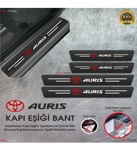 Toyota Auris Logolu Karbon Kapı Eşiği Koruyucu Suni Deri 4'lü Set