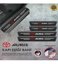 Toyota Auris Logolu Karbon Kapı Eşiği Koruyucu Suni Deri 4'lü Set