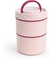 2 Katlı Beslenme Kabı Taşıma Saplı Sefer Tası, Pembe
