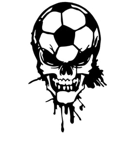 Futbol Topu Ve Kuru Kafa Araç oto Araba Sticker Yapıştırma 15cm Siyah