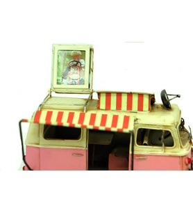 Dekoratif Metal Minibüs Çerçeveli ve Tenteli Vintage Hediyelik