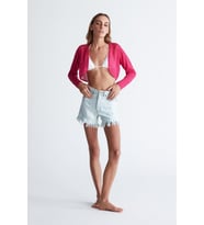 Peraluna BUTTERFLY BOLERO File Örgü Uzun Kol Triko Kadın Bolero - Magenta Pembe
