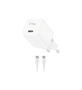 Ttec Smartcharger Gan 20W Pd Seyahat Hızlı Şarj Aleti + Usb-C - Usb-C 60W Kablo - 2SCG20CB