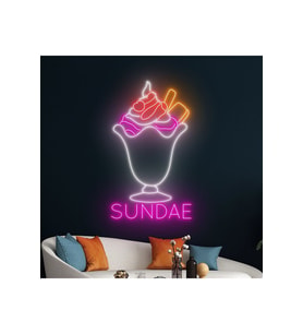 SUNDAE Yazılı ve Şekilli Neon Tabela