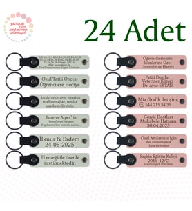 Beyaz & Y Ağzı, Bebek Mevlüdüne Değer Katan Hediye 24’lü Set, Kişiselleştirilebilir Deri Hediyelik