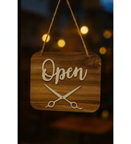 Ahşap Dekoratif Kesim Open-Closed Yazılı Tabela