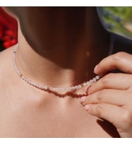 14 Ayar Altın Kaplama Gümüş Doğal Pembe Kuvars Taşlı Gümüş Kolye - NGS00128