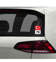 70 karaman il şehir plaka etiket sticker tr türkiye ay yıldız çıkartma yapışkanlı 2 Adet - araba cam motosiklet laptop pc oto uyumlu