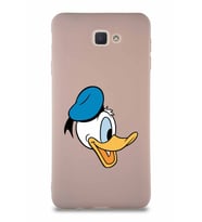 Samsung Galaxy J7 Prime Soft Premier Kapak Donald Duck-F Tasarımlı Silikon Kılıf - Pudra (Şeffaf)