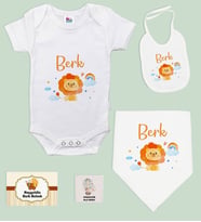 BK Kids Kişiye Özel İsimli 5 Parça Beyaz Bebek Body Zıbın ve Battaniye Hediye Seti, Yeni Doğan Bebek Giyim Hediyesi-7