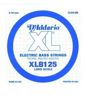 D'Addario XLB125 XL Nickel Wound Bas Gitar Tek Teli - Alt Si/Low B ($0.125$ İnç)  5 Telli Bas Gitarlar İçin Standart Si Teli Kalınlığı, Dolgun ve Hacimli Bas Tonları, Güçlü Sustain