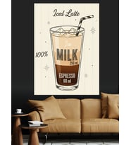 Ice Latte İçecek Reklamı Afişi Dekoratif Kanvas - Mdf Ahşap Tablo