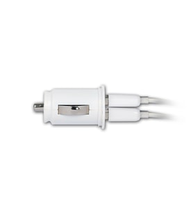 RETRO 5V 2.1A iPad, Tablet, Telefon USB Araç Şarj Adaptörü - Beyaz - Çift USB