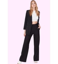 Kadın Regular Pantolon Finike Dokuma Kumaş Casual Stil Rahat Kesim Yaz Aylarının Vazgeçilmezi (Siyah)