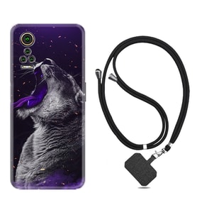 General Mobile GM 21 Pro GM 22 Pro Plus Kılıf Boyun Askılı Silikon Purple Leopar 1750
