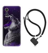 General Mobile GM 21 Pro GM 22 Pro Plus Kılıf Boyun Askılı Silikon Purple Leopar 1750
