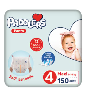 Paddlers Külot Bebek Bezi 4 Numara Maxi 150 Adet (7-14 Kg) Ekstra Aylık Paket