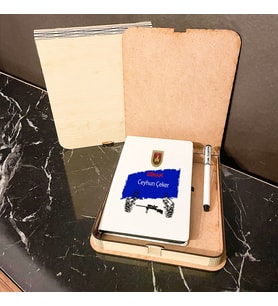 Uzman Ahşap Kutulu Defter Kalem Set 001