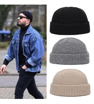 Düz Renk Brimless Kısa Takke Hip-Hop Leon Bere 3 Lü Bere Seti Siyah+Gri+Vizon