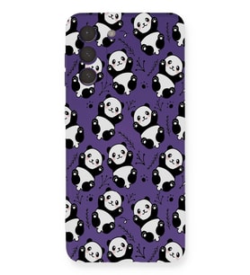Samsung Galaxy S21 FE Uyumlu Lansman Kılıf Panda Tasarımlı İçi Kadife Kapak-Mor (Şeffaf)