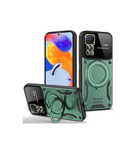 Xiaomi Redmi Note 11 Pro Kılıf Joy Lens Standlı Kapak - Koyu Yeşil