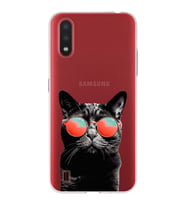 PrintiFy Samsung Galaxy A01 ile Uyumlu 1mm Slim Fit Kedi 3 050d Baskılı Şeffaf  Kılıf