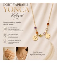 925 Ayar Gümüş Renkli Taşlı Yonca Harf Kolye